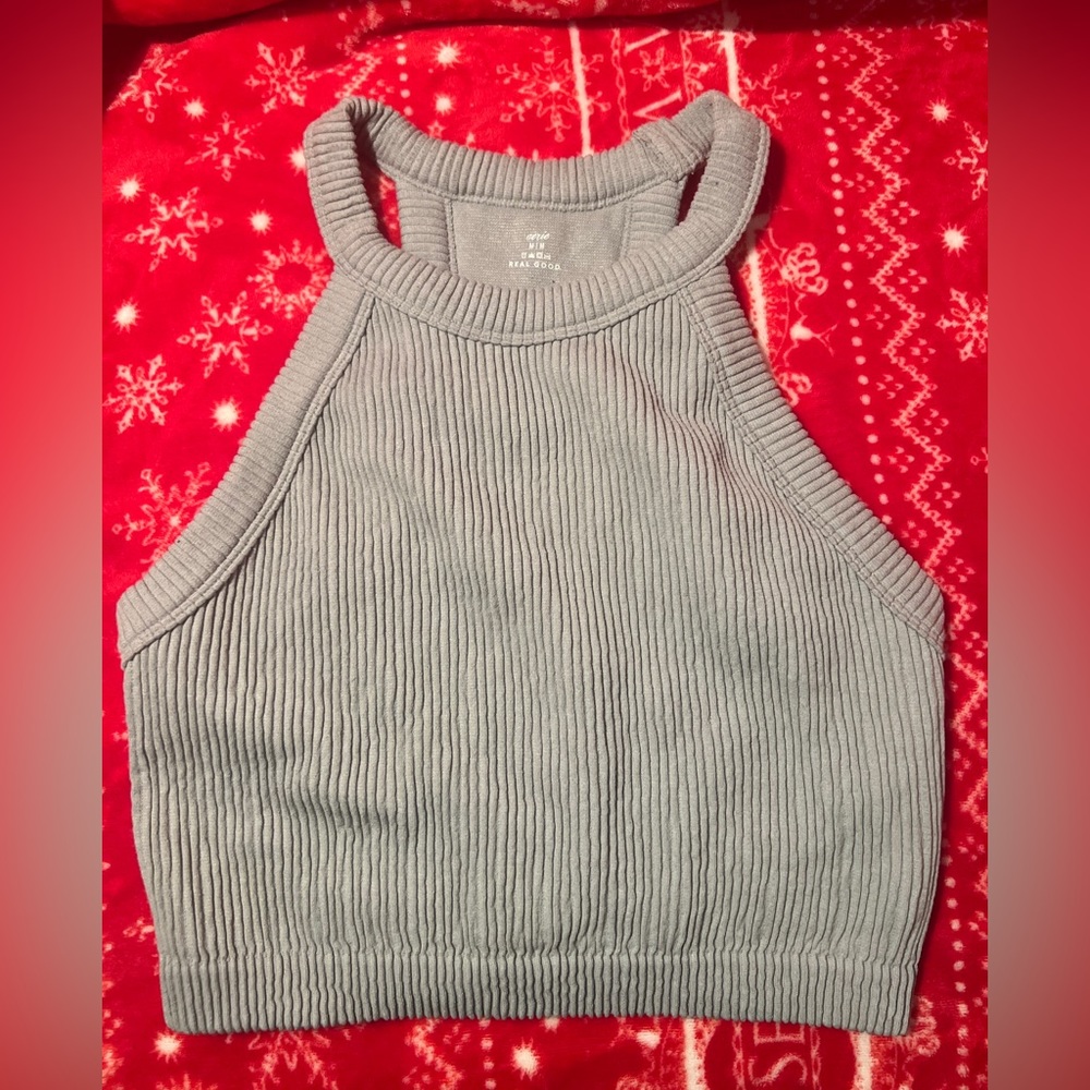 Womens Gray Aerie Crop Top